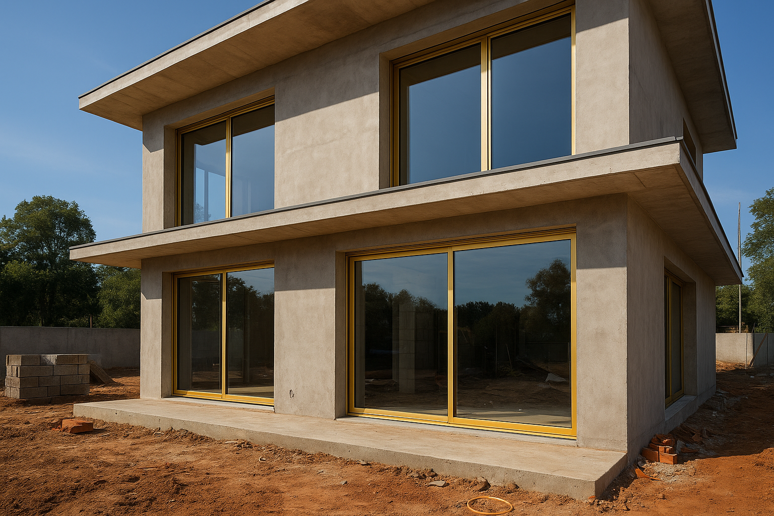 Fachada com esquadrias de alumínio e pele de vidro